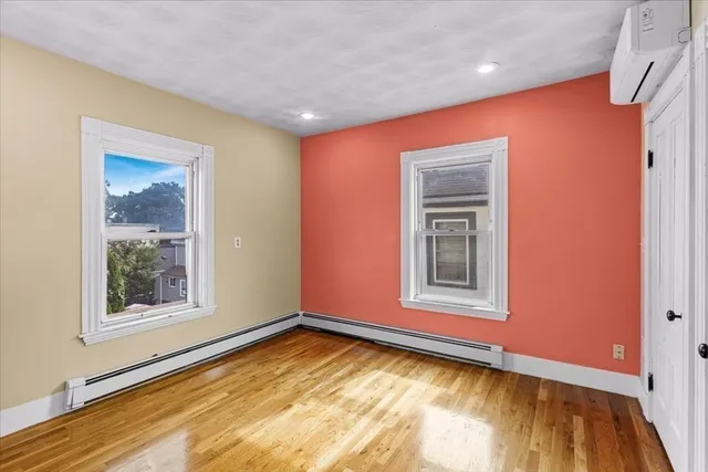 a view of a room with a window