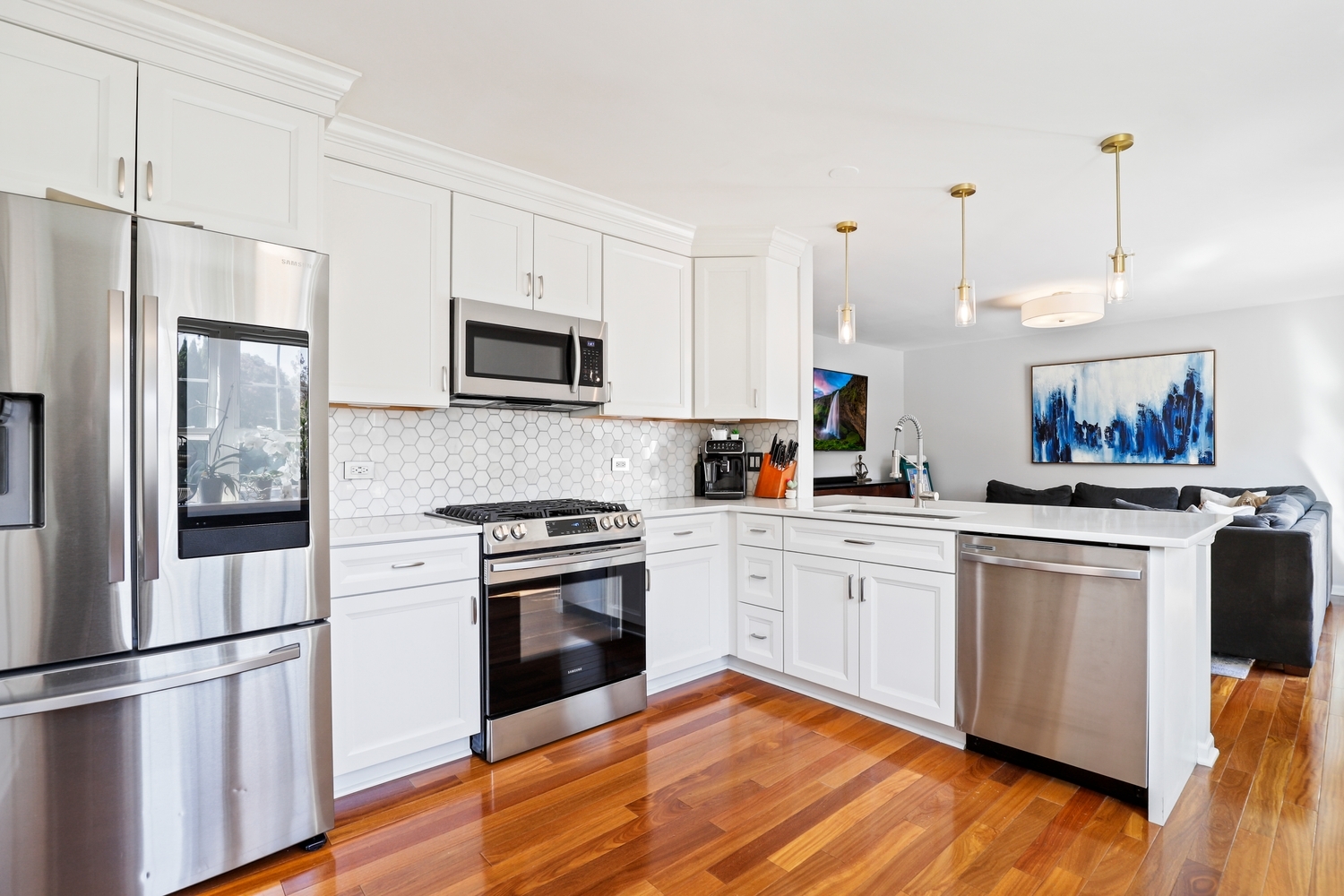350 Pearson Circle Naperville, IL 60563 - Photo 6 of 32 a kitchen with white cabinets and stainless steel appliances