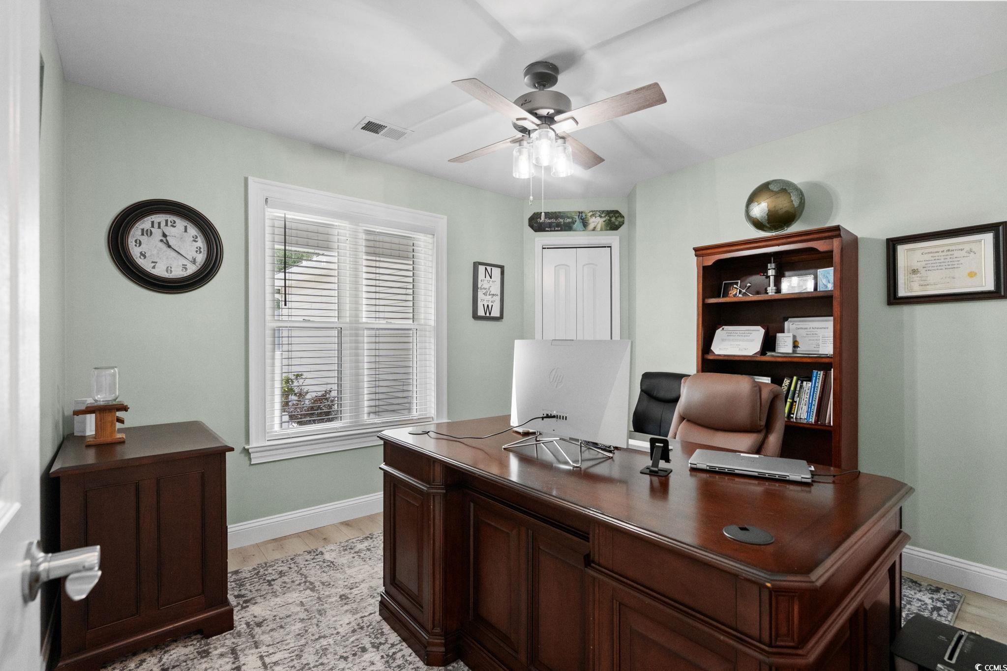 408 Highland Ridge Drive Myrtle Beach, SC 29588 - Photo 25 of 39 Office space with light wood-type flooring and ceiling fan