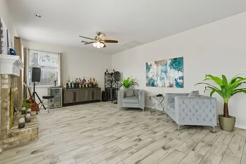 a living room with furniture