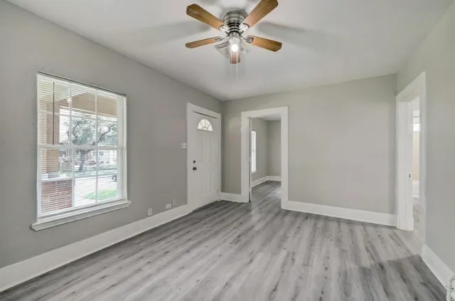 a view of a livingroom with a window