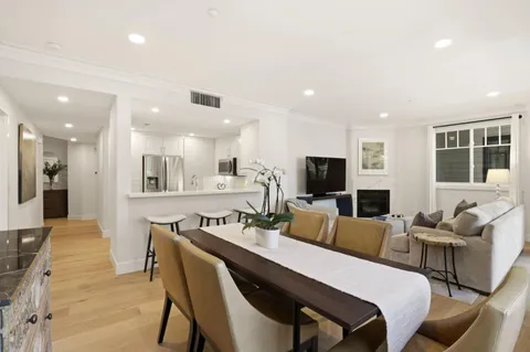 a view of a dining area with furniture