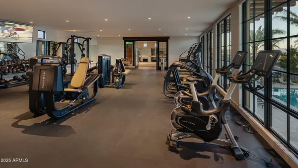 a view of a room with gym equipment