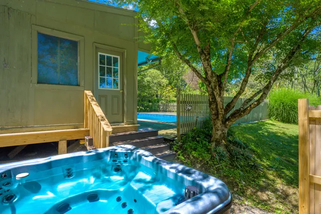 a view of a backyard with plants