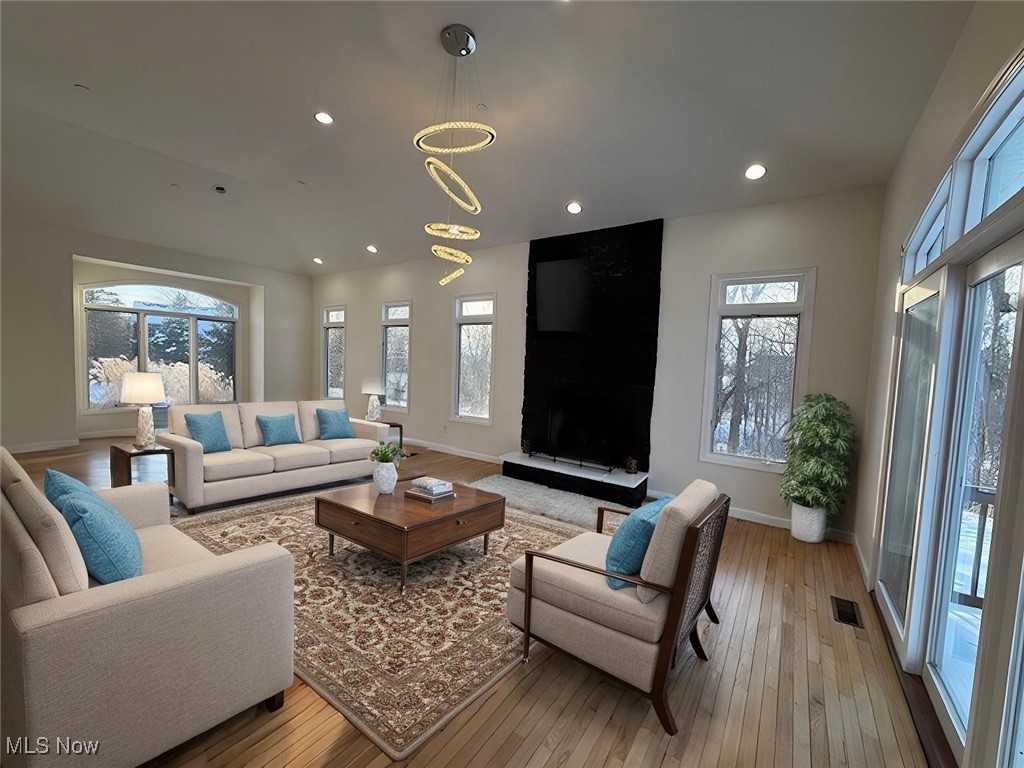 Living room featuring light wood-type flooring