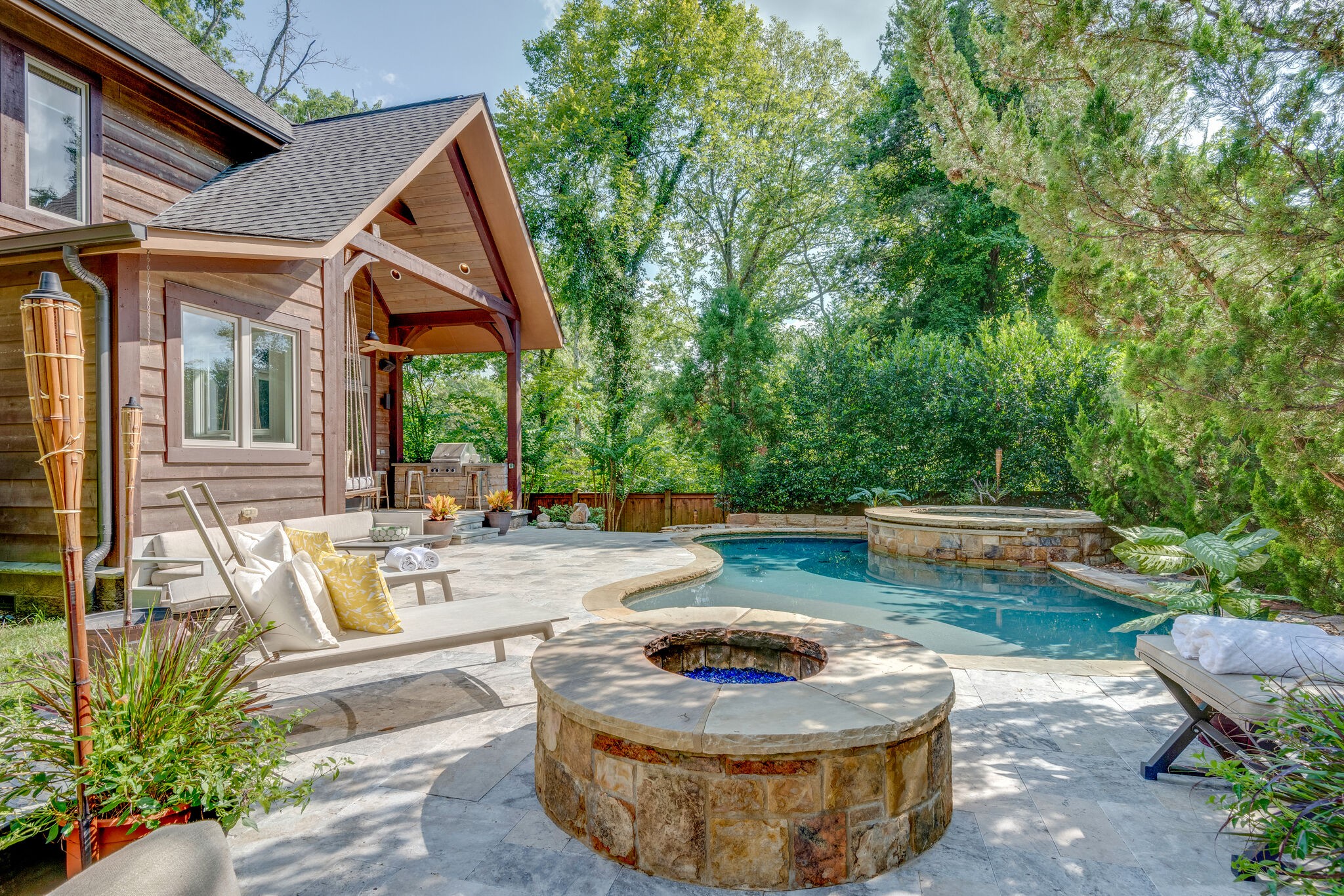 4315 Sneed Road Nashville, TN 37215 - Photo 46 of 50 a view of a house with backyard swimming pool and sitting area