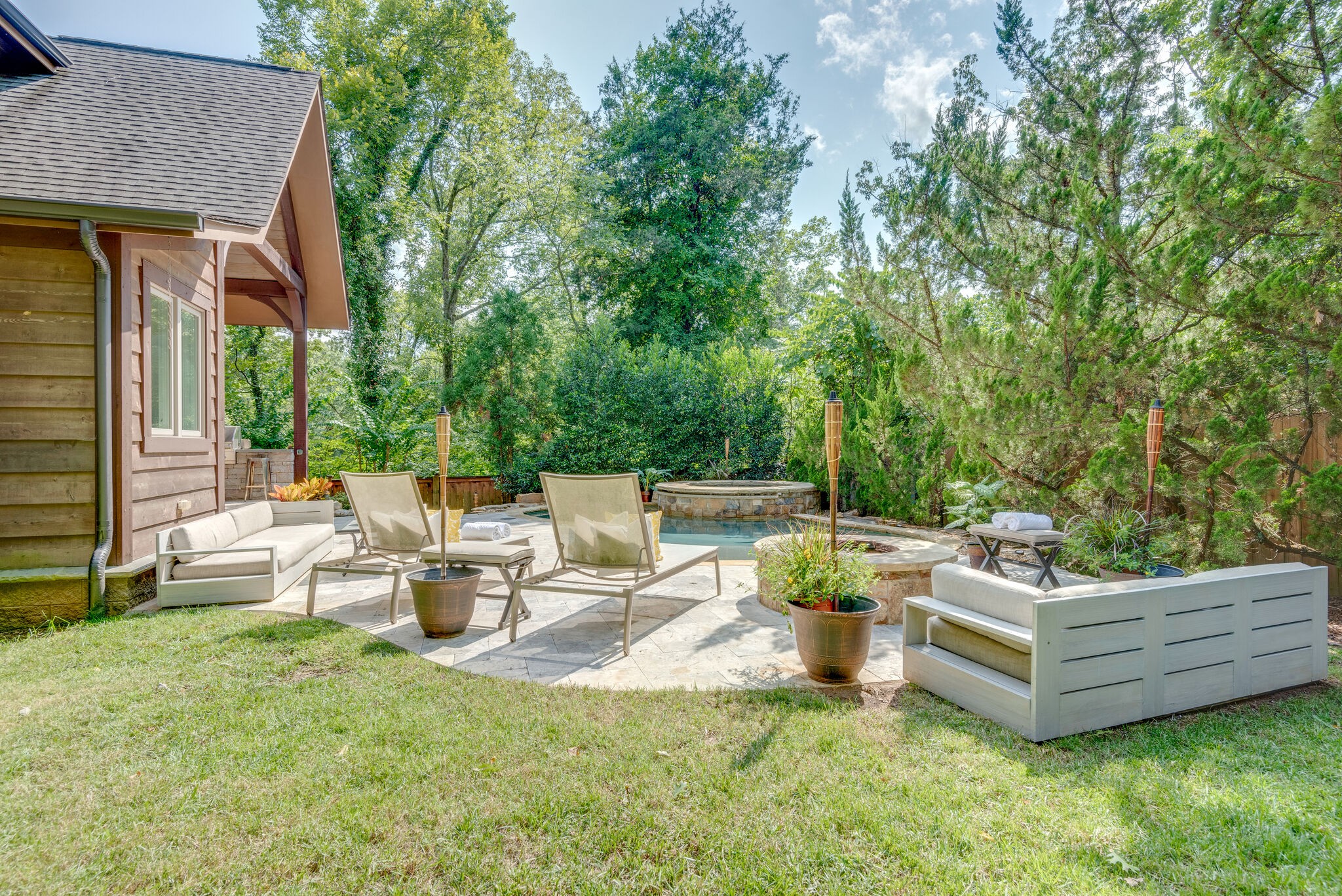 4315 Sneed Road Nashville, TN 37215 - Photo 47 of 50 a view of a patio with table and chairs potted plants with large tree
