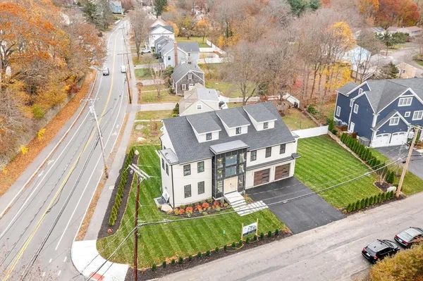an aerial view of a house