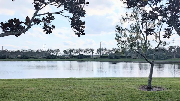 a view of a lake with a mountain