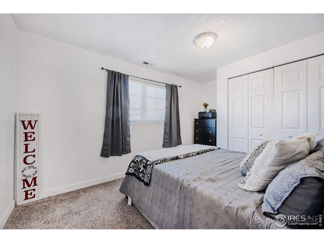 223 Fifth Street Firestone, CO 80520 - Photo 22 of 27 a bedroom with a bed and a walk in closet with window