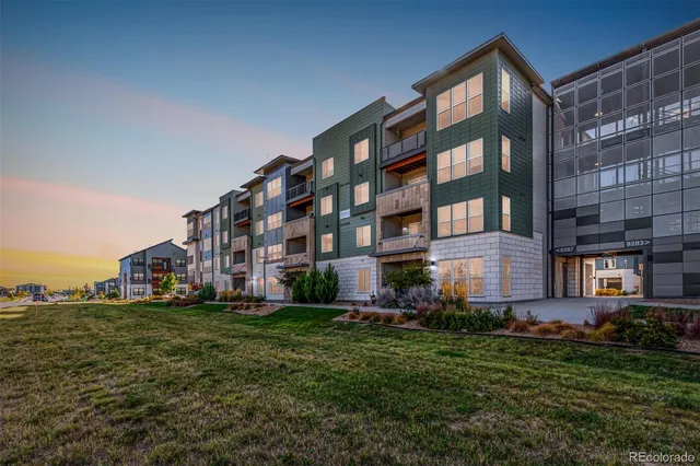 a large building with a yard