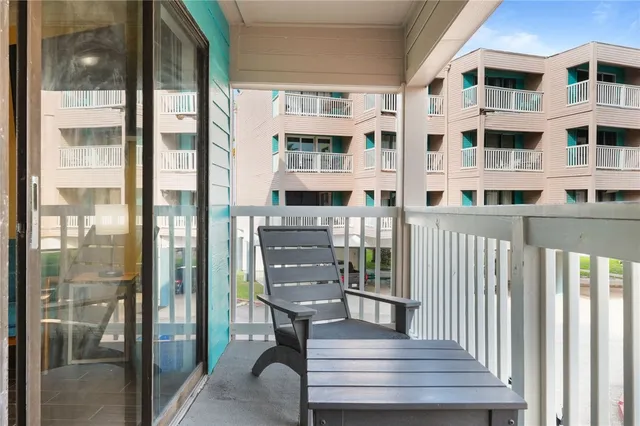 a view of a building with a bench