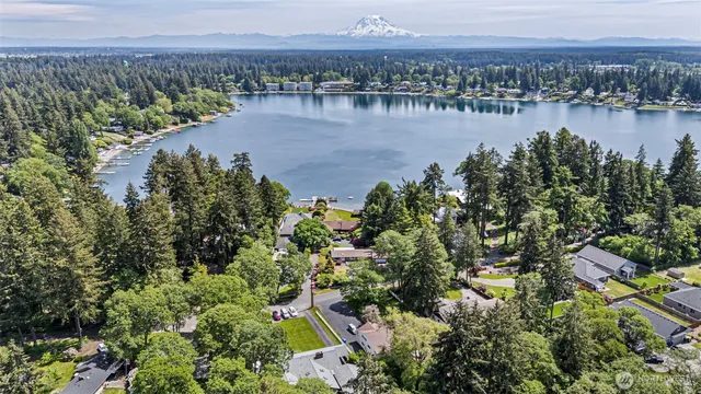 aerial view of a city and lake view