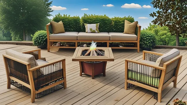 a view of a couches on the roof deck