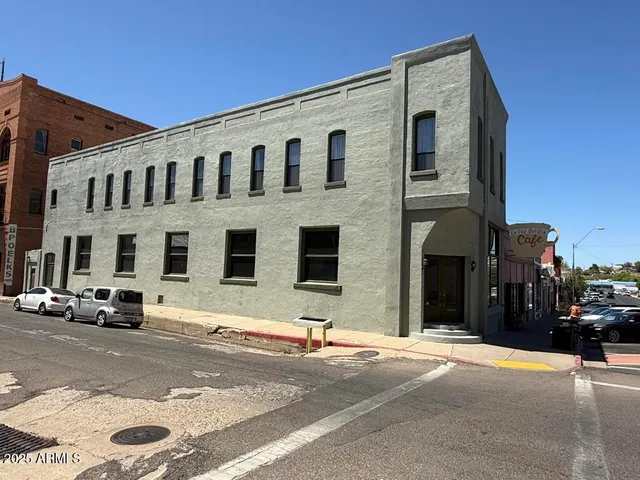 a view of a building with a street