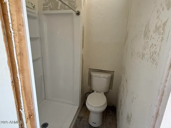 a view of a room with a window