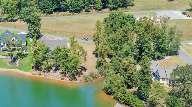 a view of a garden with a lake