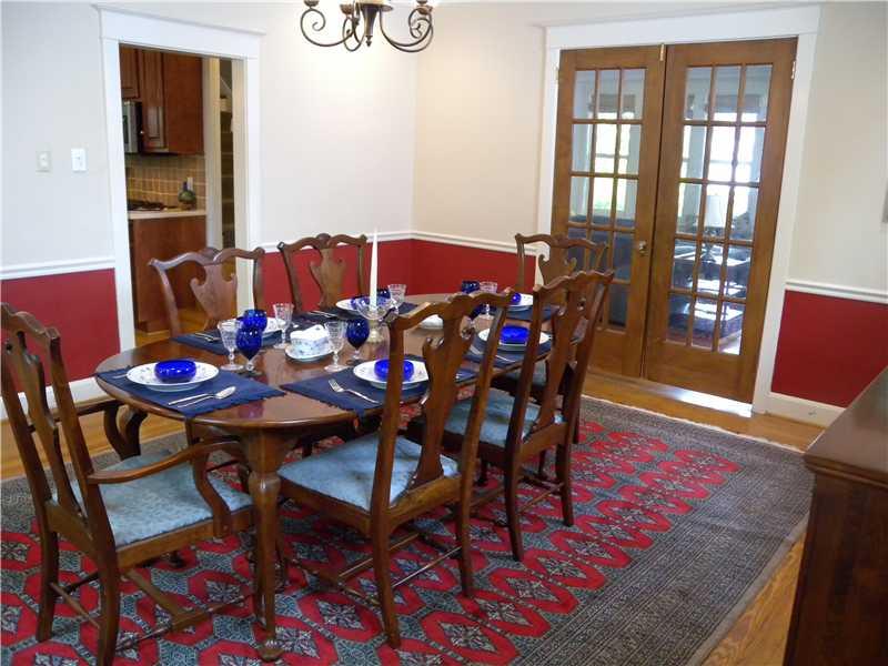 6621 Darlington Road Pittsburgh, PA 15217 - Photo 7 of 25 Dining Room. ~FRENCH DOORS~DOORWAY LEADS TO KITCHEN~YOU CAN ADD ANOTHER TABLE LEAF AND STILL HAVE ROOM TO WALK AROUND THE ROOM~