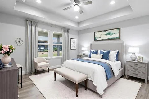 an empty room with windows and outdoor space