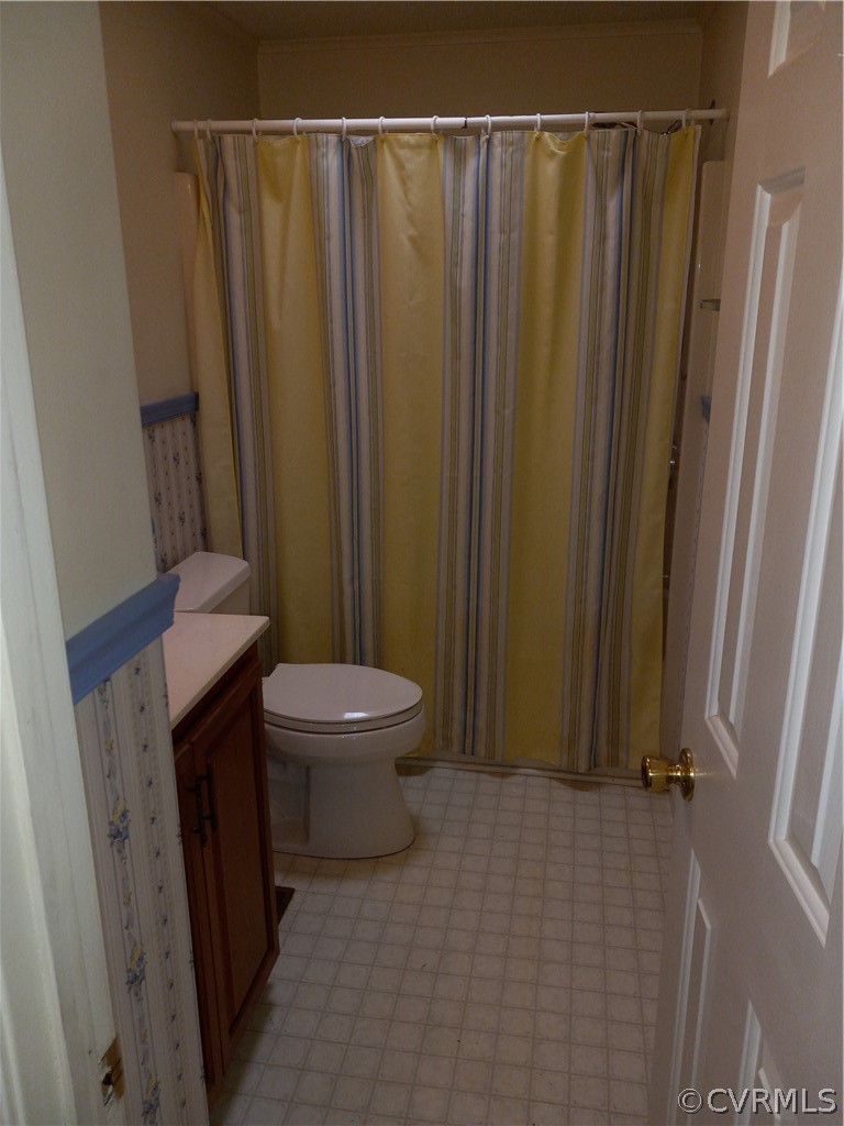 2964 West Creek Road Crewe, VA 23930 - Photo 18 of 46 a bathroom with a shower curtain and a toilet