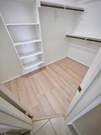 a view of a room with empty racks