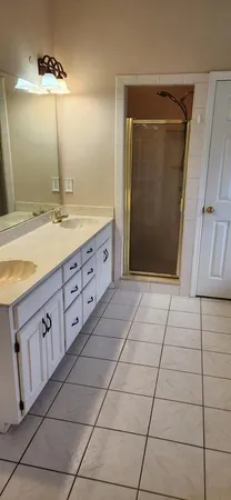 a bathroom with a bathtub