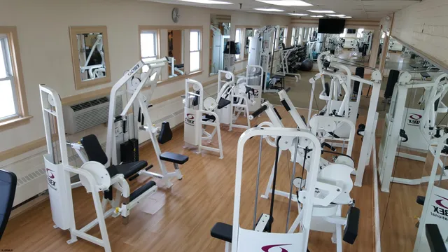a view of a room with gym equipment