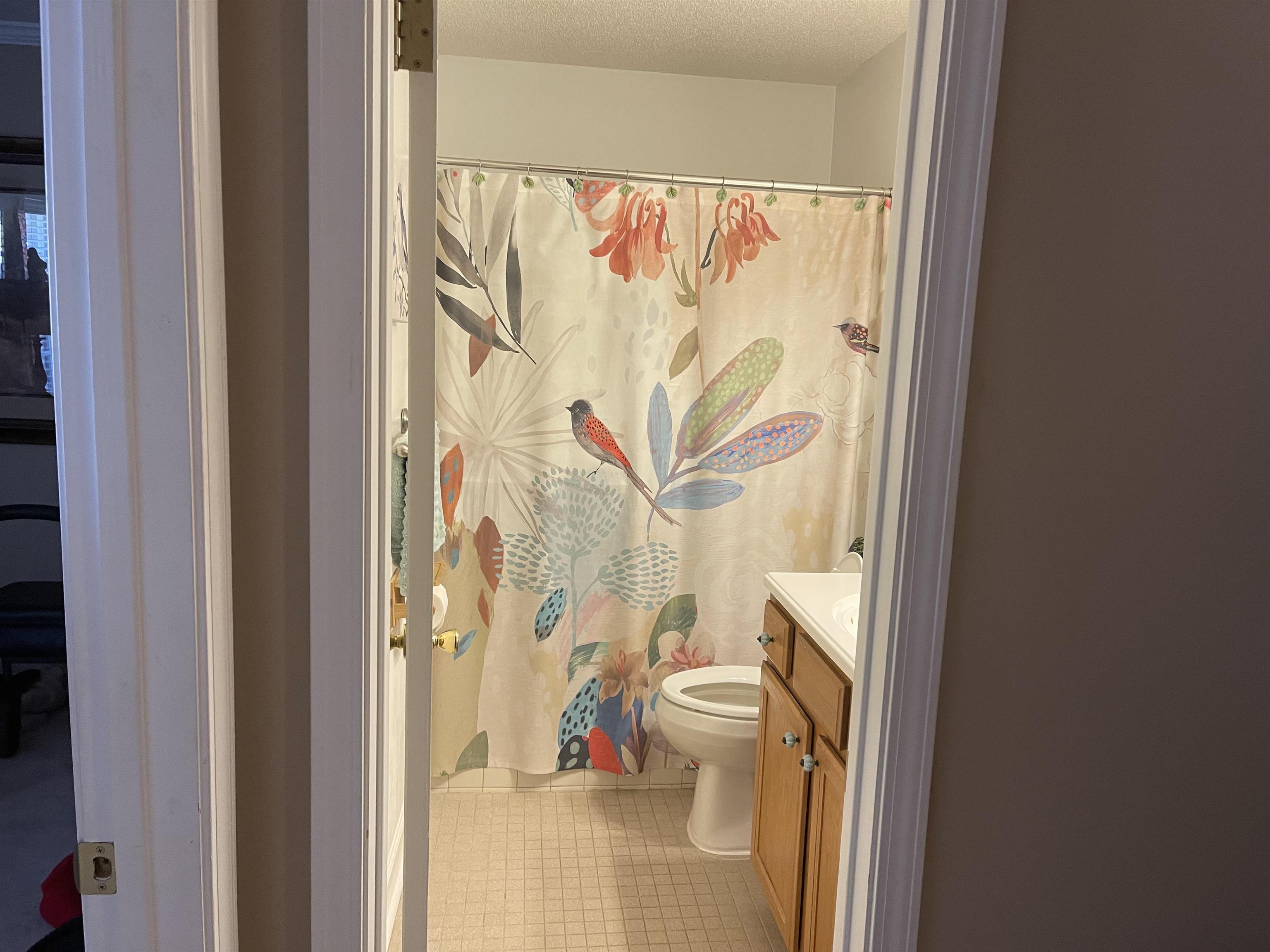 2346 Imogene Street Memphis, TN 38114 - Photo 12 of 16 a bathroom with a toilet and a shower curtain