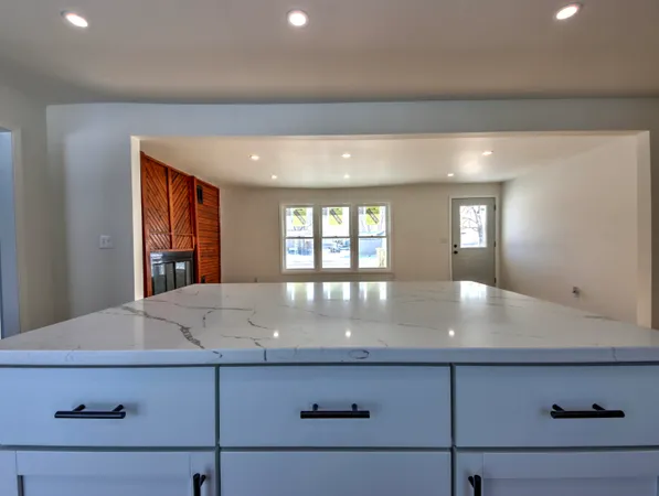 a view of kitchen and window