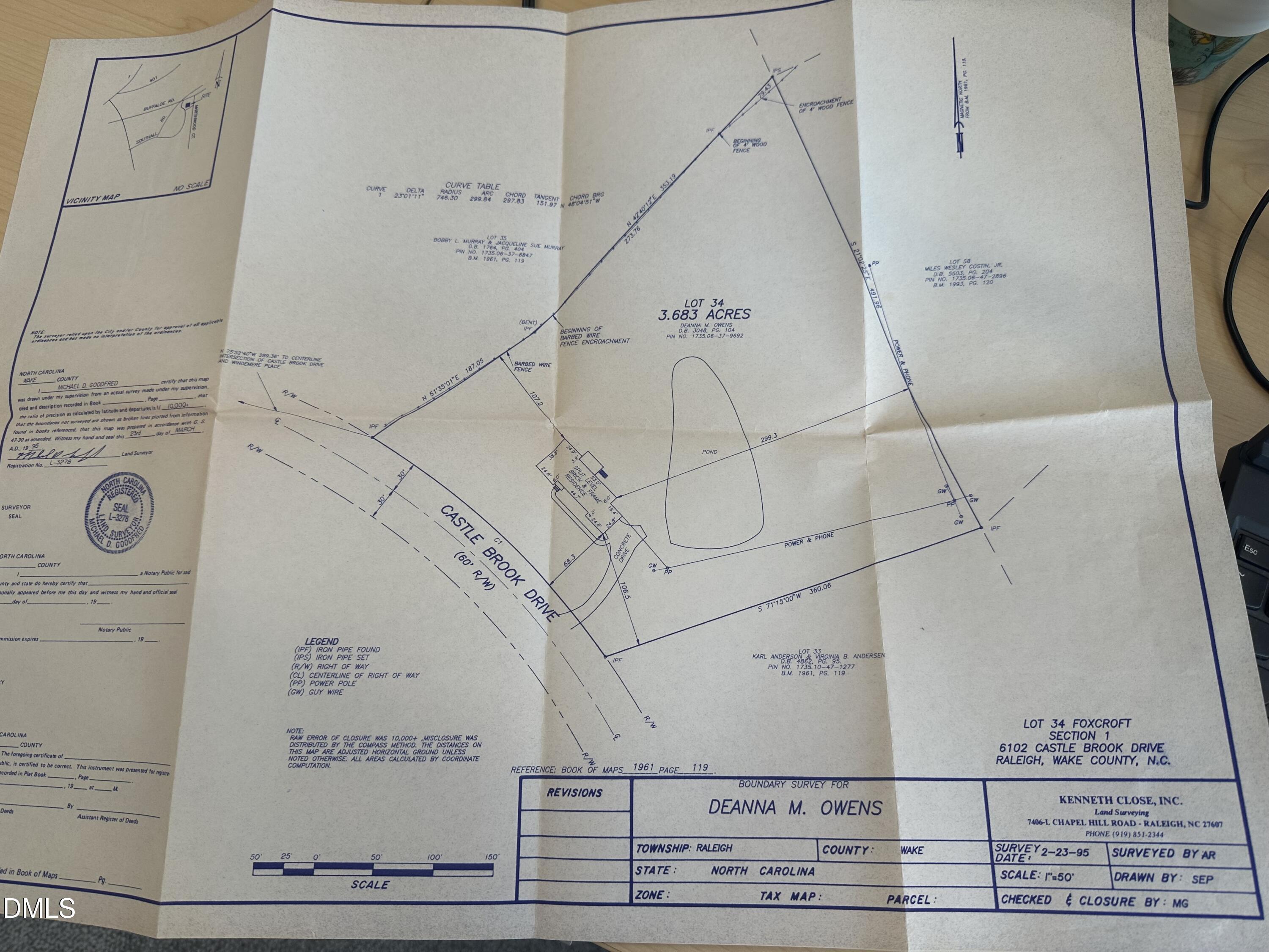 6102 Castlebrook Drive Raleigh, NC 27604 - Photo 63 of 63 Survey done in 1995