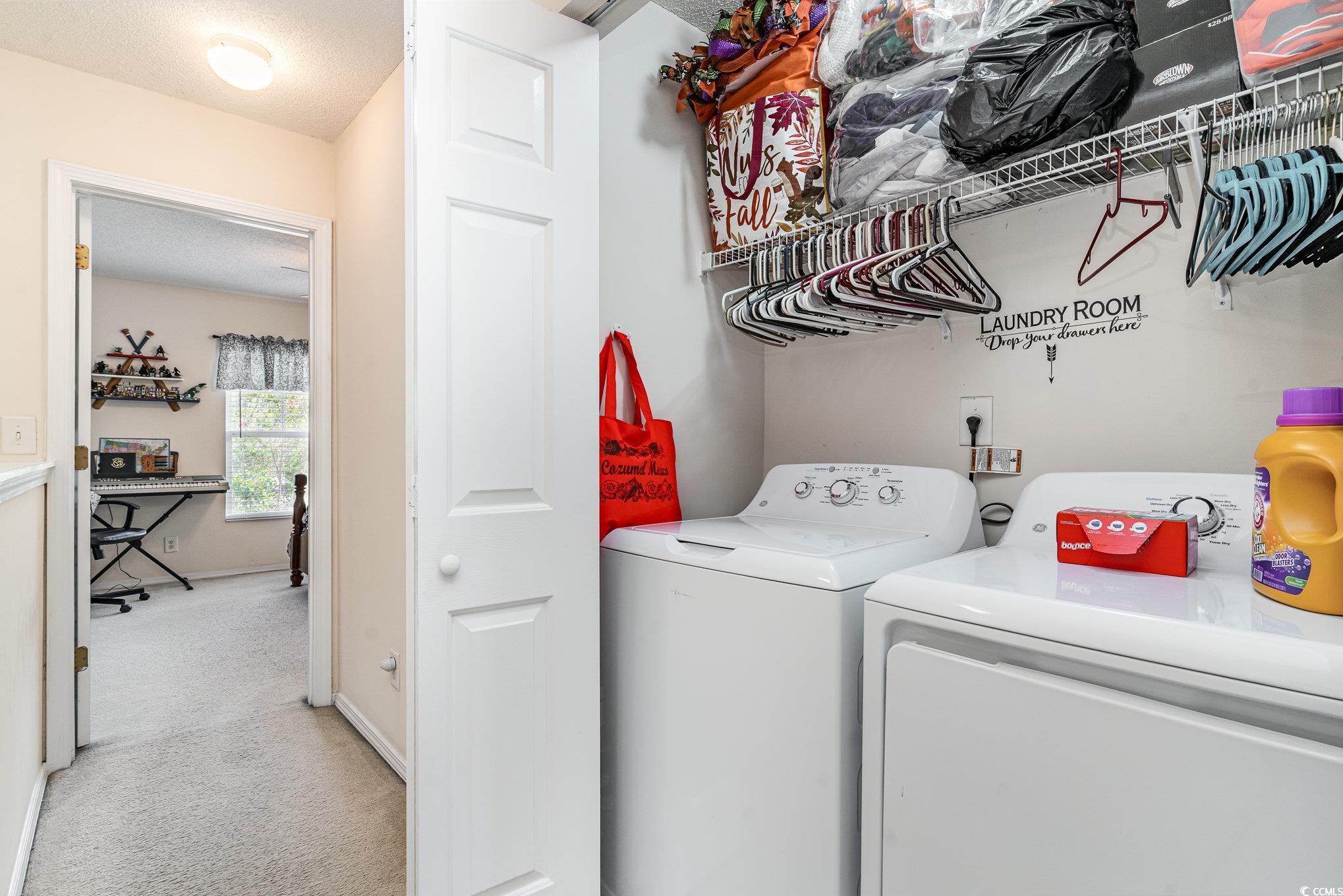 316 Kiskadee Loop, Unit 9E Conway, SC 29526 - Photo 23 of 40 Laundry room featuring light carpet, washer and cl