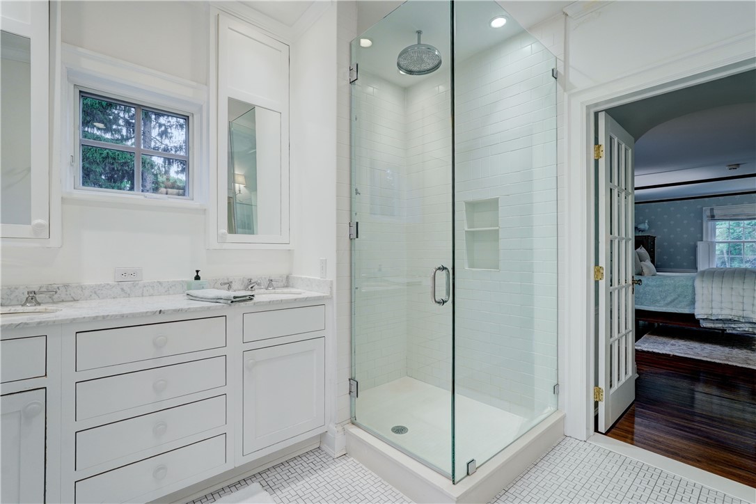 264 Alpine Drive Rochester, NY 14618 - Photo 29 of 50 Stunning primary bath with radiant heat floor.