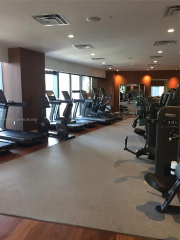a room with gym equipment