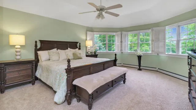 a spacious bedroom with a bed and window