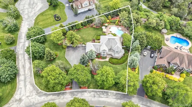 an aerial view of a house