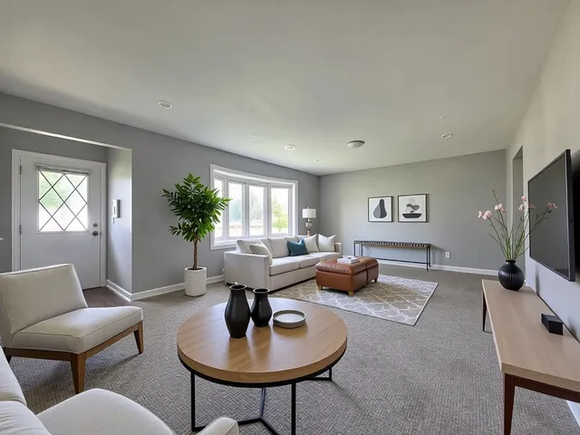 a living room with furniture and a flat screen tv