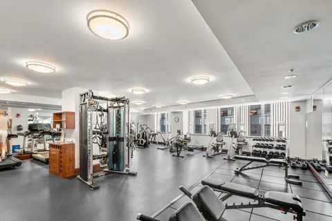 a view of a room with gym equipment