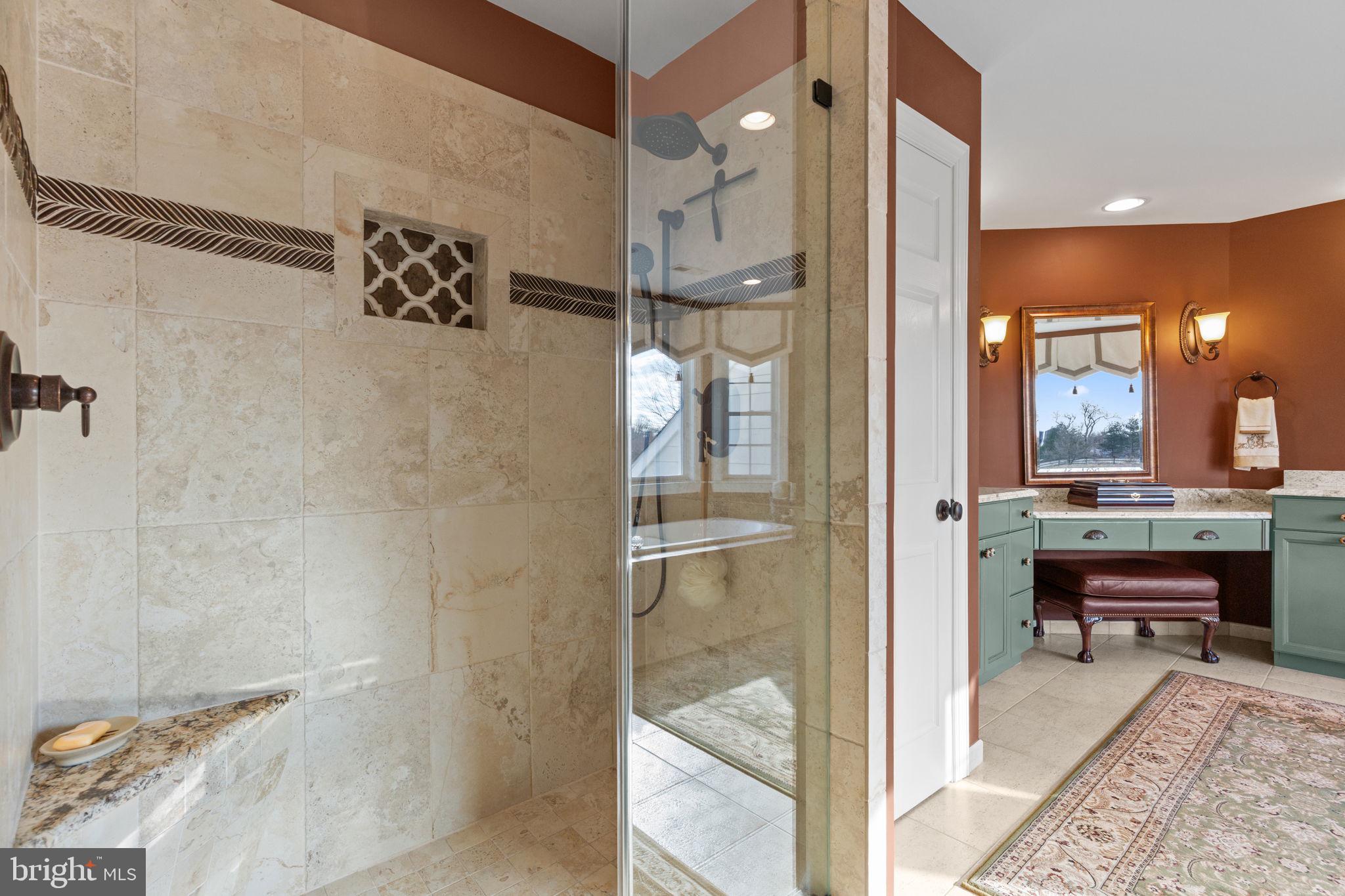 1100 Pineville Road New Hope, PA 18938 - Photo 39 of 97 a bathroom with a glass shower door and a sink