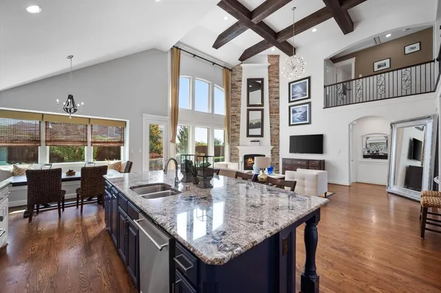 a kitchen with granite countertop lots of counter top space