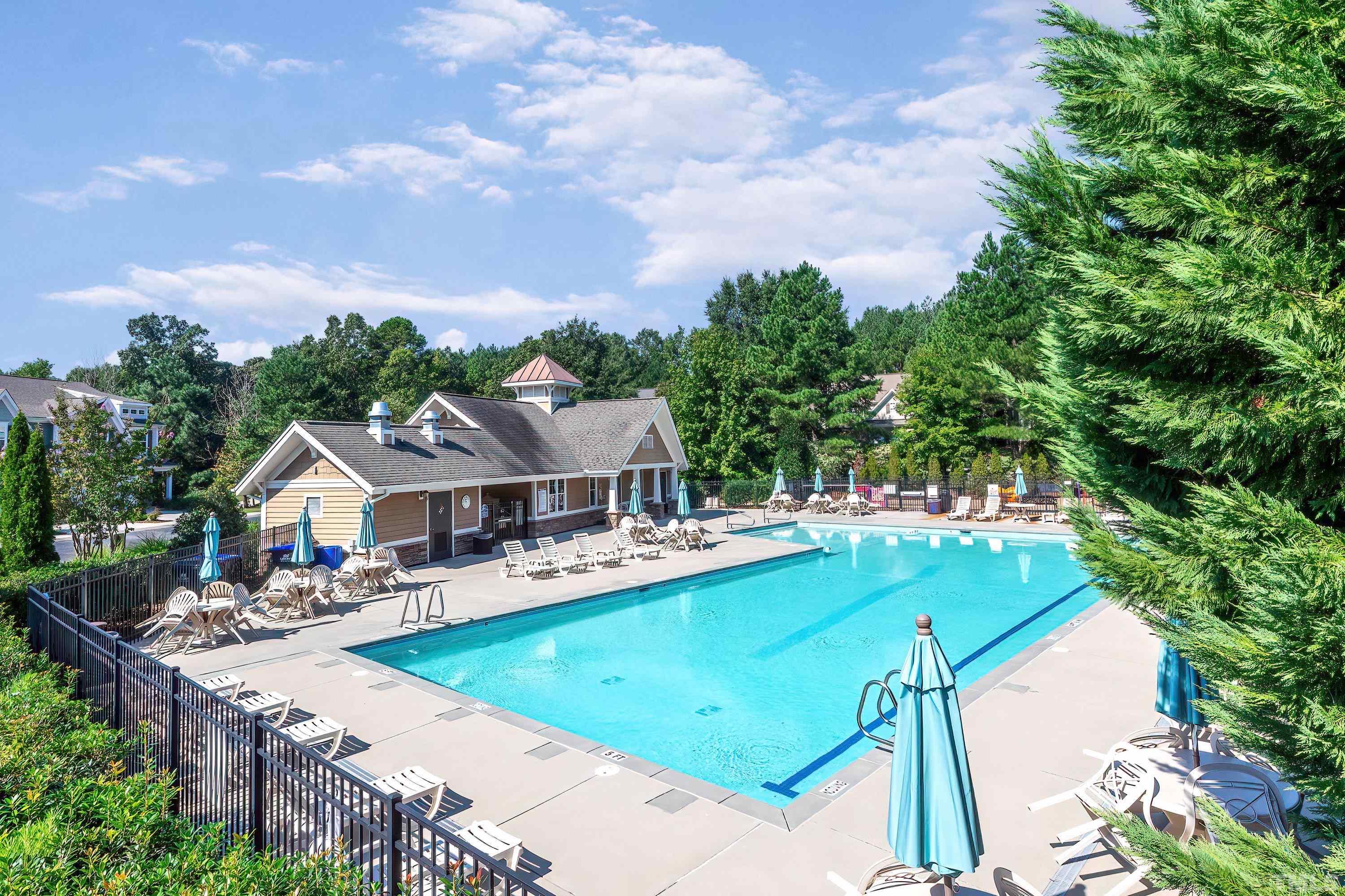 1613 Strategy Way Wake Forest, NC 27587 - Photo 55 of 58 an aerial view of a house with swimming pool and big yard