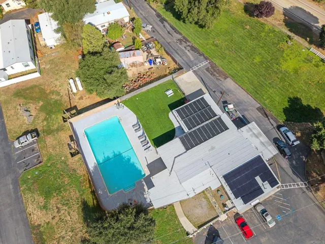 an aerial view of a house