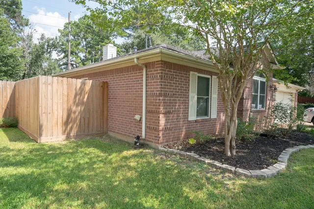 a view of a backyard with a small cabin
