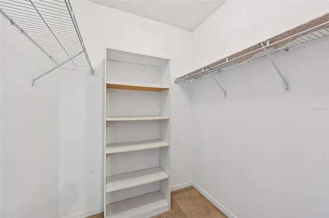 a view of an empty walk in closet