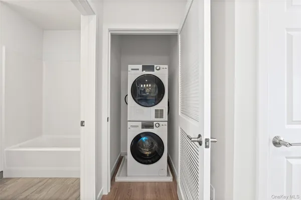 a view of washer and dryer in a utility room