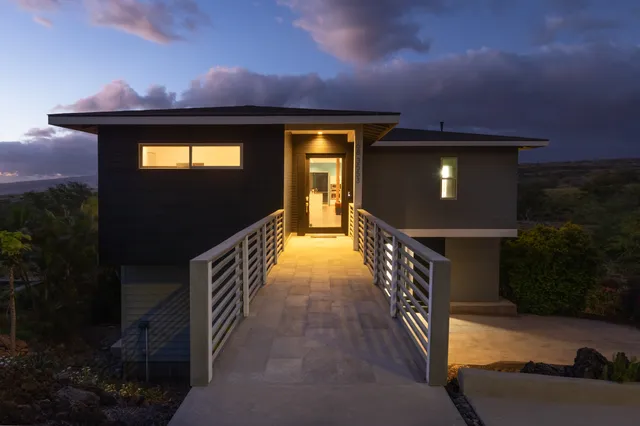 a hallway with seating space