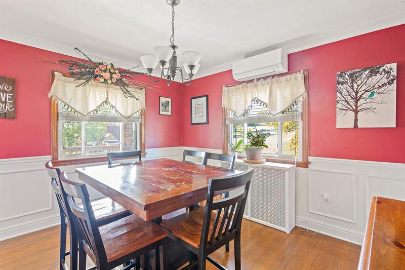 46 Herbst Road Coraopolis, PA 15108 - Photo 5 of 21 Formal Dining Room w/Crown Molding, Wainscoting, and Original Hardwood Floors.