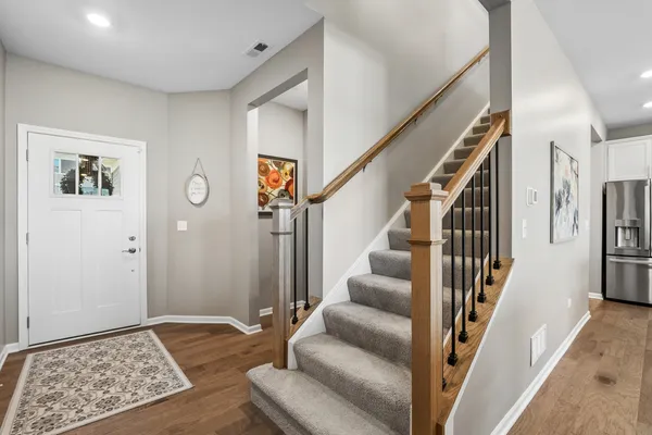 a view of entryway and workspace