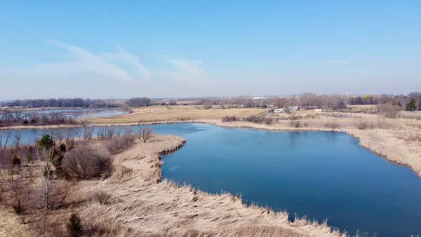 a view of a lake with outdoor space