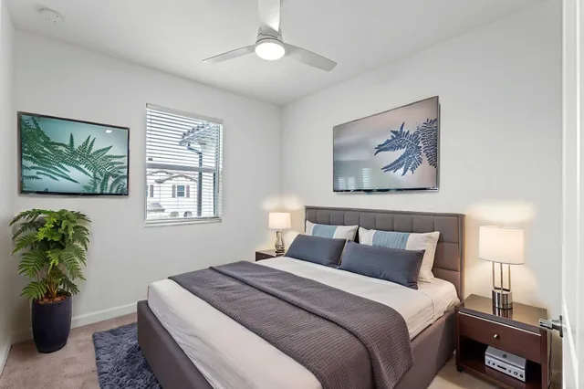 an empty room with closet area