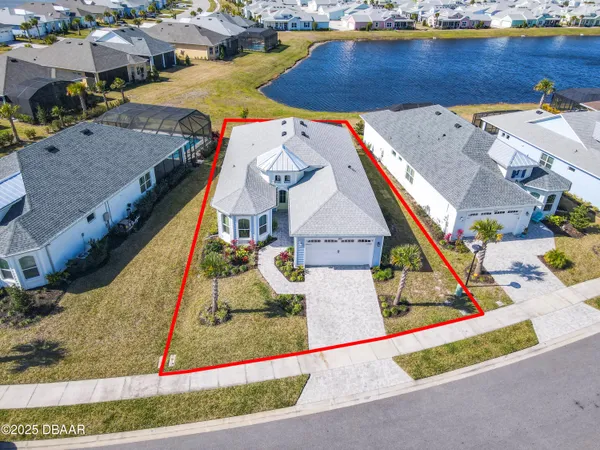 a view of a swimming pool and an outdoor space